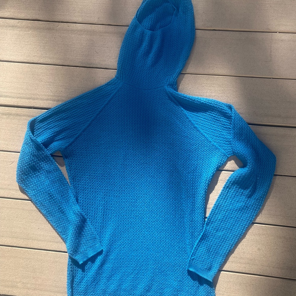 Blue Textured Hoodie